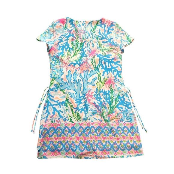 Lilly Pulitzer Blanca Stretch Romper Short Sleeve Coral Bay size 2 - Picture 7 of 7
